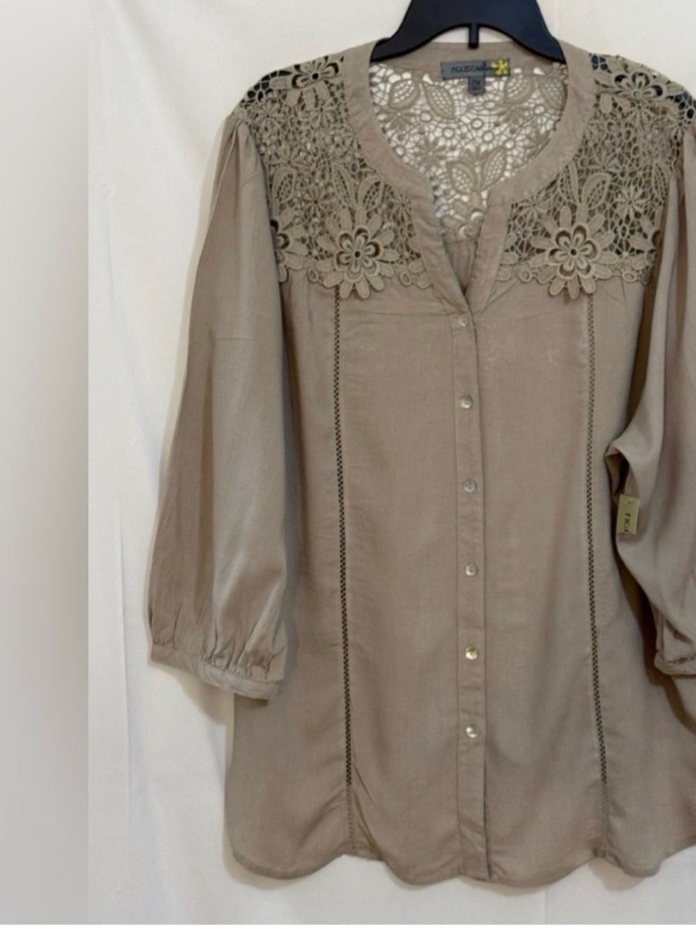 Elegant Floral Lace Blouse in Beige
